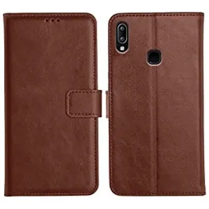  Leather Case for Vivo Y95 (Brown)
