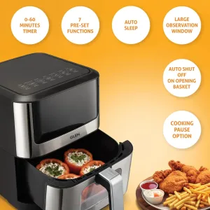 Air Fryer, 6.0 Litre Digital Controls, 7 Pre Set Menu Timer, Temperature Control, 1500W -B