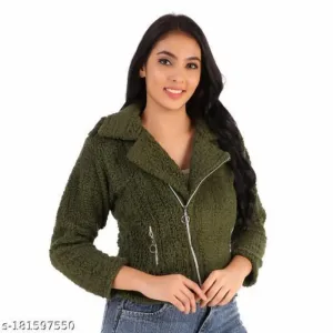 Beautiful Pretty Stylish Graceful Winter Fur Fabric Jackets For Women/Girls. 