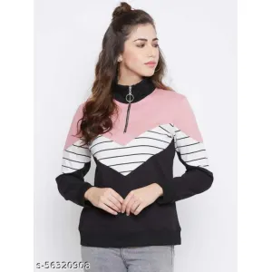 Full Sleeve Color Block Women Sweatshirt