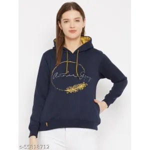 First Crush Fleece Casual Full Sleeves Printed Hooded Sweatshirt For Women