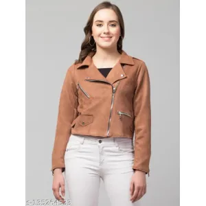 Beige-Suede Biker Jacket