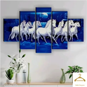 SAF Set of 5 Seven Running Horse Vastu modern art Home