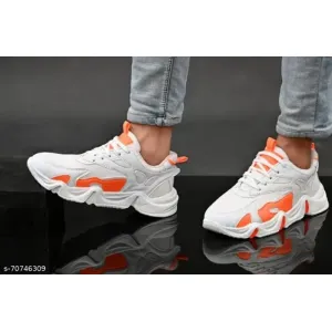White Colorblocked Sneakers For Men