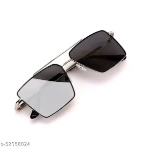 Rectangular Aviator Sunglasses Premium Glass Lens Flat Metal Sun Glasses Men Women