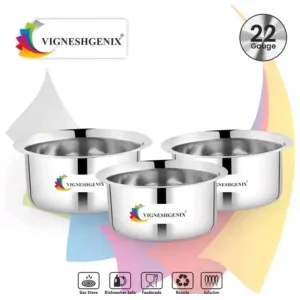 #1060 VIGNESHGENIX Durable Stainless Steel Utensil 22 Gauge Top 12/13/14 Only Set Of 3 Pcs