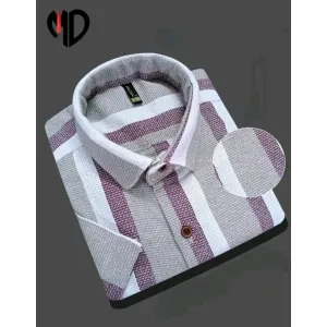 #1061 Men Regular Fit Striped Spread Collar Half Sleeve  Casual Shirt
.