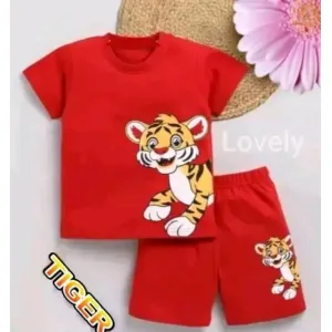 #996 Red Tiger Printed Clothing Set