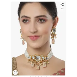 Karatcart Beads Gold-Toned Kundan Studded Choker Necklace Set 