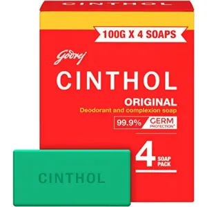 Cinthol Original Soap, 100g (Pack of 4) | Germ Protection | Soaps For Bath | Grade 1 Soap 