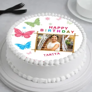 Photo Print Cake Round Shape for Birthday 