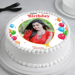 Baloon styles Photo Print Cake Round Shape for Birthday 