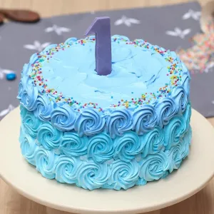 
Round Shape Layers Of Blue Cream Cake