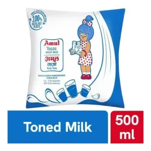 Amul Taaza Toned Milk 500 ml (Tetra Pak)