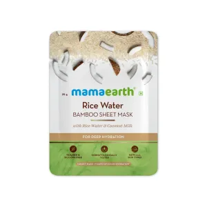 Mamaearth Sheet Mask Rice Water Bamboo Sheet Mask with Rice Water and Coconut Milk for Dee