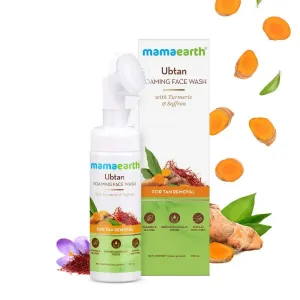 Mamaearth Facewash Ubtan Foaming Face Wash with Turmeric and Saffron for Tan Removal - 150