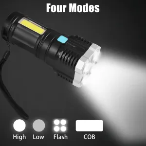 9370 Multifunctional Strong 4 LED Torch Light, Portable Rechargeable Tourch 