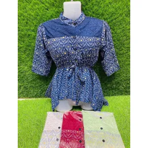Bhoora SELF Design Indigo DABU Print Angrakha TOP