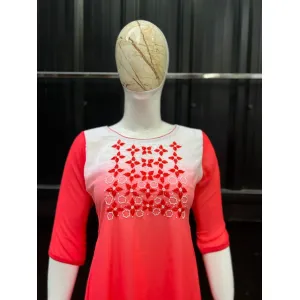  Women Round Neck Embroidered Kurta