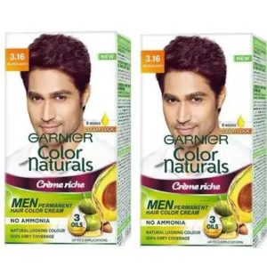 Garnier Color naturals Creme riche ammonia free men hair Color, burgundy (3.16) (30ml+30