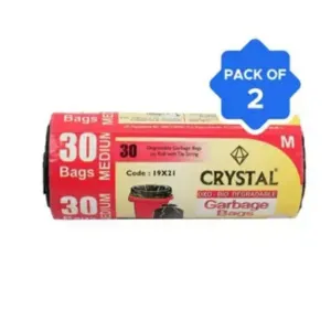 Crystal Oxo- Degradable Black Garbage Bag Roll (Medium) - Pack Of 2