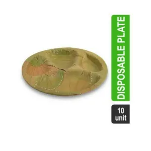Nature's Solution 4 Compartment Natural Disposable Plate (11.25 Inches) 