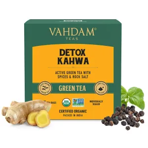 Vahdam Organic Detox Kahwa Flavoured Green Tea Bags 
