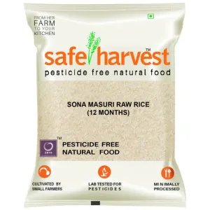 Safe Harvest Pesticides-Free Raw Sonamansuri Rice, 12 Months Old