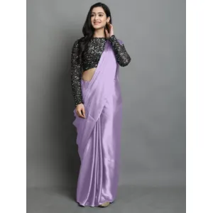  Solid Bollywood Satin, Silk Blend Saree (s)