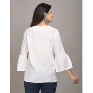 Casual  Sleeve Embroidered Women White Top
(s)