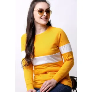  Women Round Neck Yellow, White T-Shirt (s)