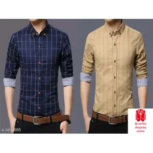 Toroly Treading SATIN Check Full Sleeve Mens shirts (m) pack of 2