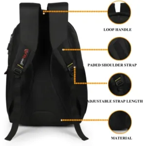 Flycraft simna.1555/4 black yellow spacy comfortable 4th to 10th class casual school bags 