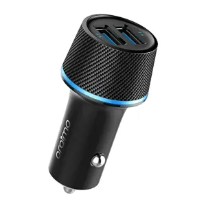 Oraimo Car Charger Highway 10.5W Dual Ports Car Charger Adapter Fast Charging USB Charger with Blue LED Lights for Android, iPhone, iPad