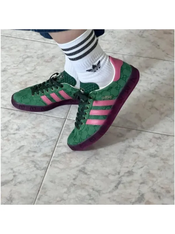 Adidas X Gucci Gazelle Green GG Monogram.