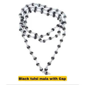 Black tulsi mala With Silver Coted Cap