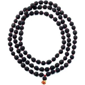 5 Mukhi Black Rudraksha Mala 108 Beads Size 7mm Original