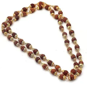 Rudraksha Mala (Gold Plated – 54+1 Beads)By The Poojamart