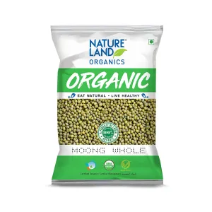 Natureland Organics Moong Sabut / Whole Daal 500g - Organic Healthy Pulses