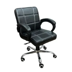 Leatherette Office Adjustable Arm Chair (Black)