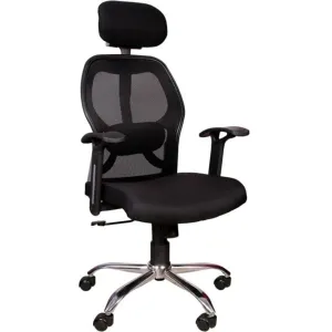 Rajpura Matrix High Back Revolving Chair With Headrest And Centre Tilt Mechanism In Black Fabric And Mesh/Net Back Office Executive Chair
