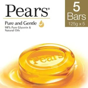 Pears Pure & Gentle Soap with Natural Oils 125 g (Buy 4 Get 1 Free)