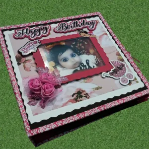 Baby Girl first Birthday Scrapbook | Baby pink Scrapbook