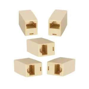 Pack of 5, RJ45 Extender Plug Network Broadband Ethernet LAN Cable Joiner/Jointer Coupler 
