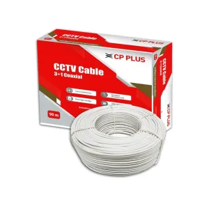 CP PLUS 3+1 Coaxial Pure Copper CCTV Camera Cable (90 Meter) White