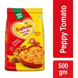 Saffola Masala Oats, Tasty Evening , Healthy Snack, Peppy Tomato Pouch 500gm
