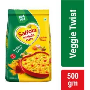 Saffola Masala Oats, Tasty Evening , Healthy Snack, Veggie Twist Pouch 500gm