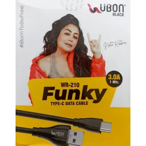 UBON FUNKY TYPE C 3.0 Amp HIGH SPEED CHARGING MOBILE PHONE DATA CABLE 