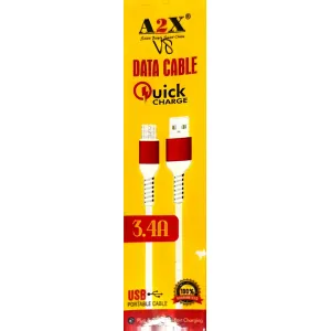 A2X 3.4 Amp MICRO USB HIGH SPEED CHARGING MOBILE PHONE DATA CABLE 