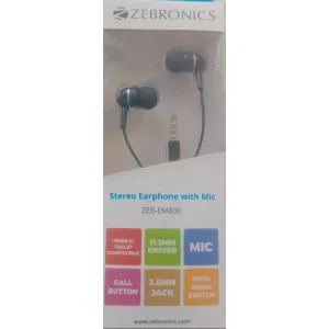 ZEBRONICS STEREO EARPHONE WITH MIC